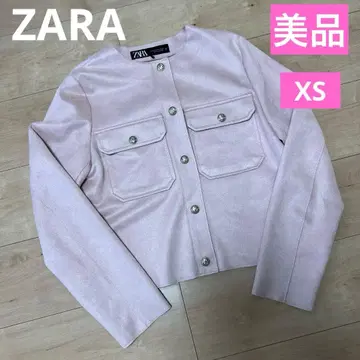 새상품급 ZARA 핑크 노카라 자켓 스웨이드 XS