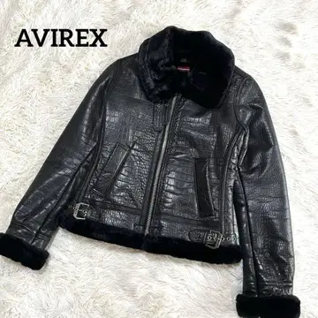 AVIREX 아비렉스 B-3 악어 엠보싱 무스탕 가죽 자켓