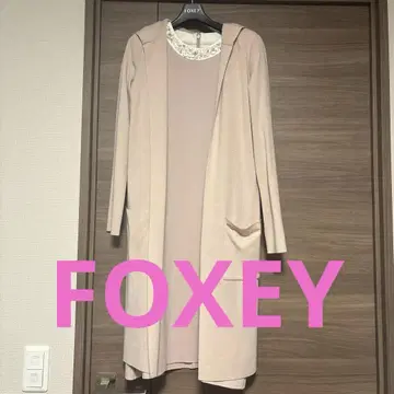 FOXEY 폭시 슬렌더 후디 롱 가디건 울 핑크