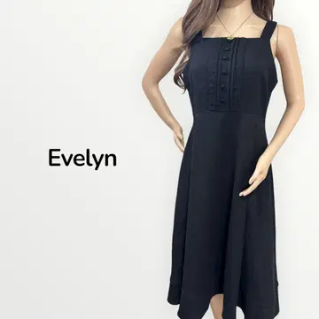 새상품급 Evelyn 플레어 트위드 오버롤 스커트 블랙 원피스