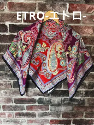 에트로 실크 100% 페이즐리 무늬 정사각형 대형 스카프