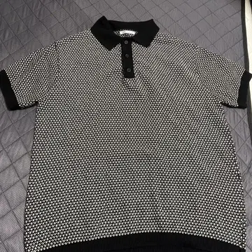 ZARA 블랙 화이트 니트 피케 셔츠 L