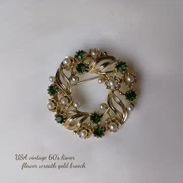 USA vintage 60's lisner 플라워 리스 브로치