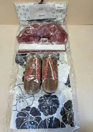 Dita 유카타 한나리 매실 겹침 여성용 일본 나막신 성인