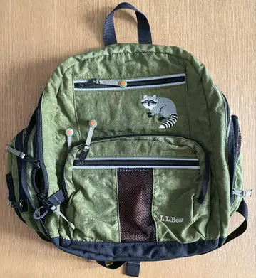 00s L.L.Bean backpack 아라이 너구리 자수 로고 그린