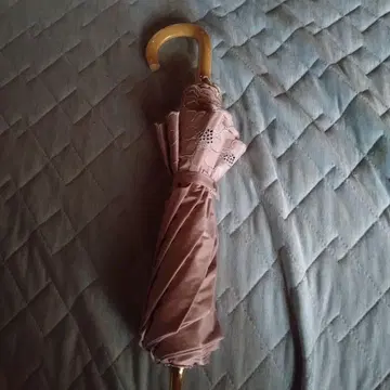 브라운 레이스 장식 접이식 우산 우천 겸용