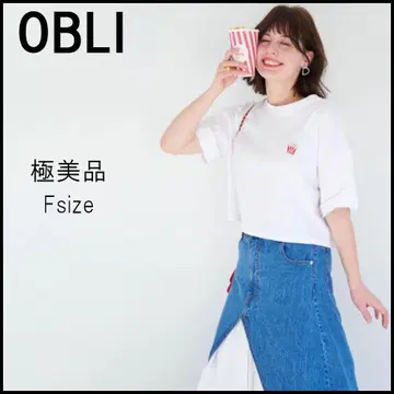 46974 여름 OBLI 오블리 팝콘 티셔츠 티셔츠 화이트
