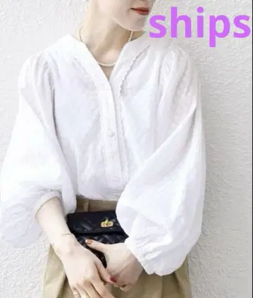16 SHIPS any 컷 자카드 퍼프 셔츠 블라우스