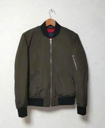 ZARA 남성용 MA-1 플라이트 자켓 M 카키 충전솜 퀼팅