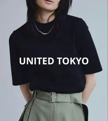 UNITED TOKYO 크루넥 반팔 니트 블랙