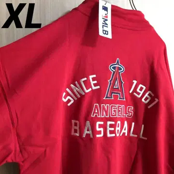 MLB 엔젤스 와펜 자수 프린트 하프 지퍼 맨투맨 XL