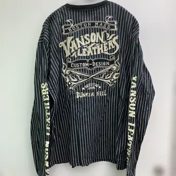 새상품급 [ VANSON ] 크로스본 천축 자수 워바쉬 스트라이프 롱T