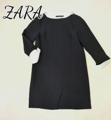 ZARA 모노톤 드레이프감 원피스 7부 소매 접이식 화이트 베이직