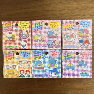 산리오 다리미 프린트 와펜 6종 세트 쇼와 레트로 1986년제 미개봉