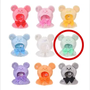 민트 그린 곰 귀도리 모자