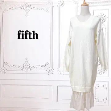 [ 피프스 ] 니트 도킹 원피스 [ F ] 아이보리 무지 튤