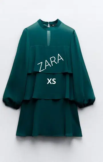 [ 미사용 ] ZARA 절개 원피스 그린 시스루