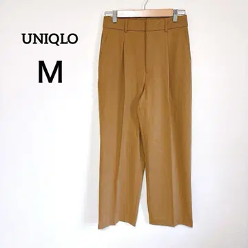 새상품급 유니클로 턱 와이드 팬츠 캐러멜 브라운 계열 [M] 고급