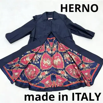 HERNO 트렌치코트 실크 스카프 안감 네이비 M 사이즈 이탈리아제