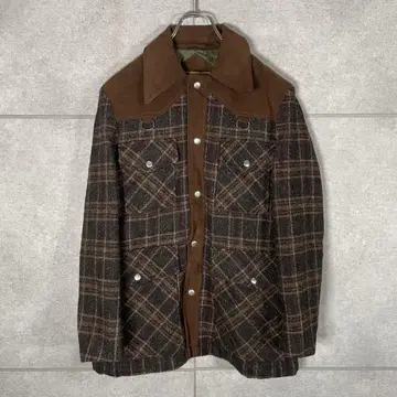 McGREGOR 사파리 자켓 90s 체크 스웨이드 당시 물건 금장 장식