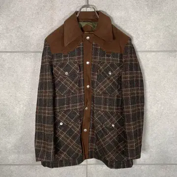 McGREGOR 사파리 자켓 90s 체크 스웨이드 당시 물건 금장 장식