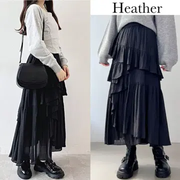 헤더 랜덤 프릴 롱 스커트