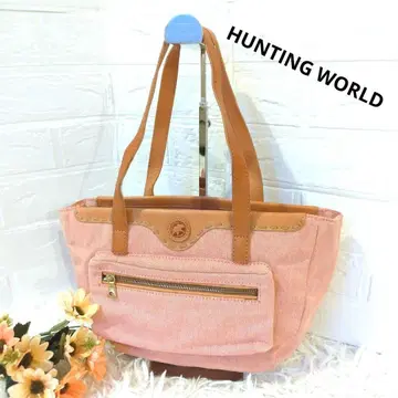 헌팅월드 캔버스 가죽 핸드백 핑크