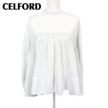 [ 새상품급 ] CELFORD 긴팔 튜닉 블라우스 풀오버 38 화이트