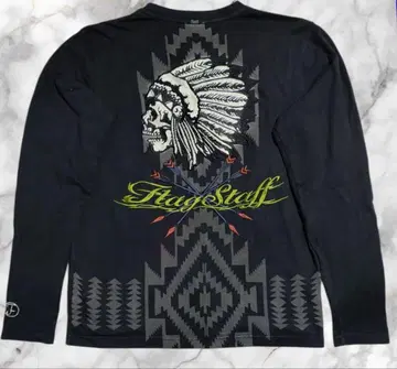 FLAG STAFF 플래그 스태프 스컬 인디언 자수 긴팔 티셔츠