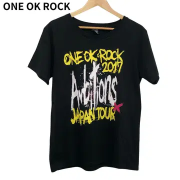 원오크록 투어 T셔츠 밴딩 반팔 블랙 락 프린트