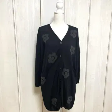[ 새상품급 ] 마리콴트 올 패턴 데이지 롱 가디건 BLACK