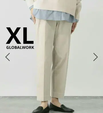 새상품 글로벌 워크 따뜻한 스고라쿠 스트레치 슬림 팬츠 XL 아이보리