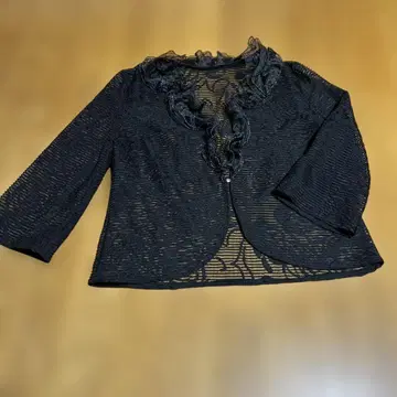 일본제 프릴 블랙 가디건 칠부 소매