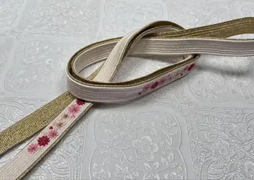 a-676 순수 실크 허리띠 평조 후리소데 성인식 화이트 금 벚꽃