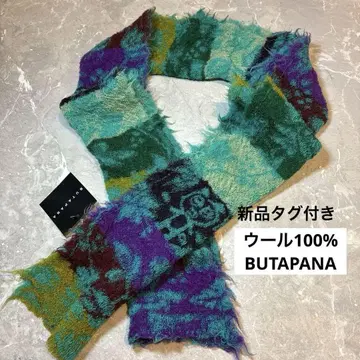 BUTAPANA 꽃무늬 울 머플러 M