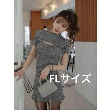 Darich 리본 셔링 체크 미니 원피스 FL