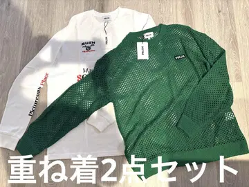 남성용 레이어드 긴팔 화이트, 그린 2세트