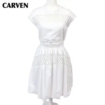 [ 새상품급 ] CARVEN 슬리브리스 원피스 38 화이트 메쉬