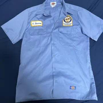 Dickies 반팔 워크 셔츠 M 사이즈 파랑 80~90s USA 제조