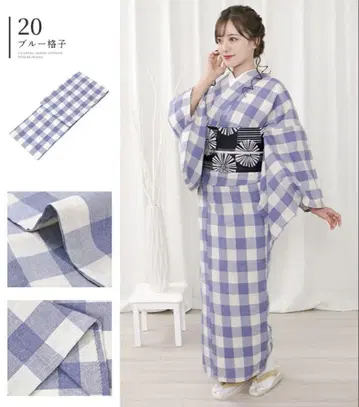 옐로우 그린 체크 무늬 코몬 면 혼방