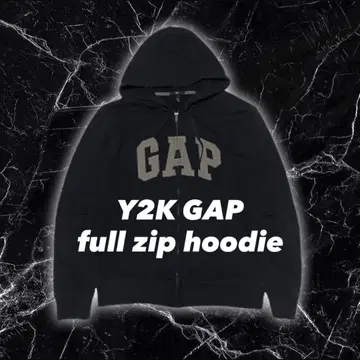 헤이세이 갸루 y2k 그런지 GAP 집업 후디 후드티 블랙 로고