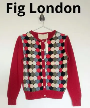 택 포함 새상품 fig london 레트로 코바늘 패턴 니트 가디건