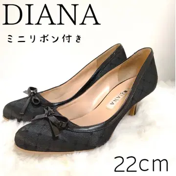 DIANA 다이애나 레이스 리본 블랙 펌프스 힐 22cm