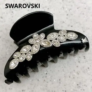 SWAROVSKI 비쥬 헤어 클립 블랙 플라워