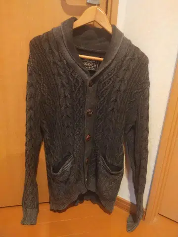 KRIFF MAIYE 케이블 짜임 가디건 빈티지 가공