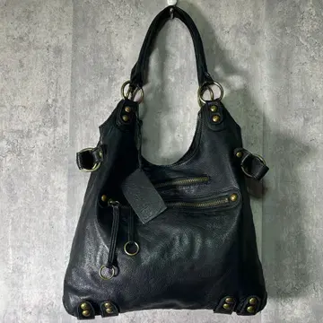 그런지 Linea Pelle 가죽 천연 가죽 핸드백 블랙