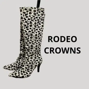 RODEO CROWNS 레오파드 무늬 롱 부츠 S 갸루