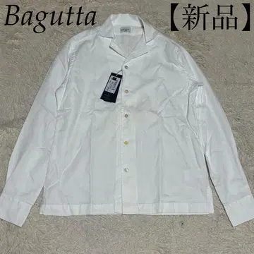 Bagutta [미사용 새상품 택 포함] 오픈 카라 올 패턴 화이트 셔츠