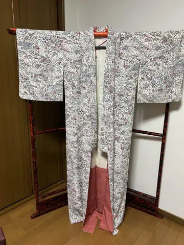 꽃무늬 물결 무늬 코몬 기모노 총 꽃무늬가 귀여워