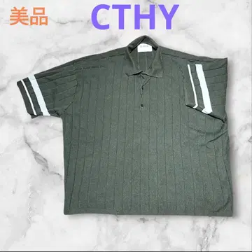 시티 CTHY 7부 소매 리브 니트 피케 셔츠 새상품급